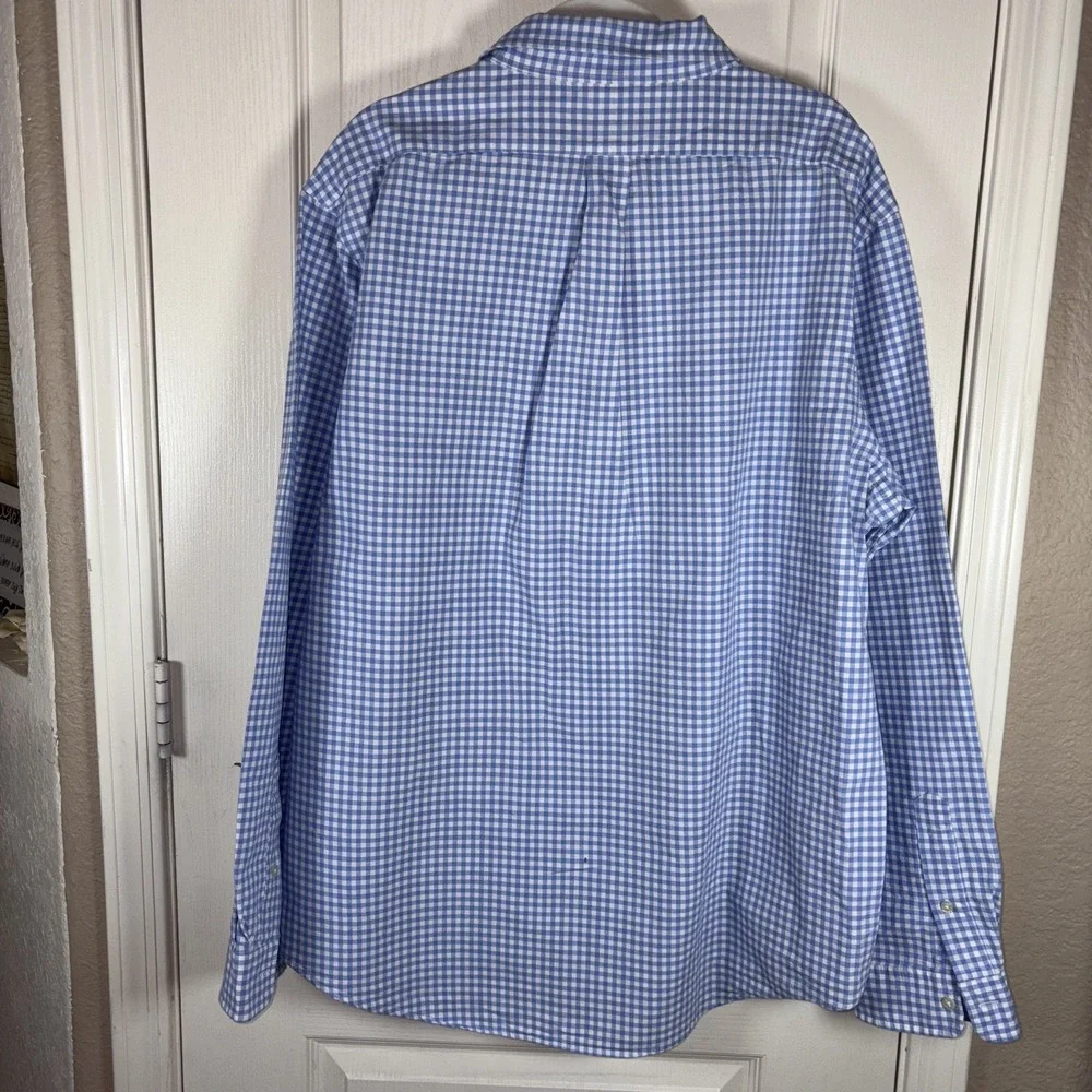 Polo Ralph Lauren Men's Shirt XXL Light Blue White Check Classic Fit Heavy Cotto